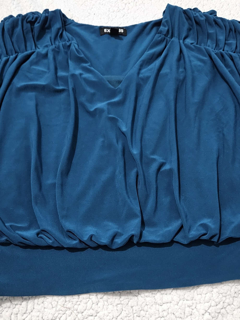 Express Teal Blue Blouson V-Neck Top